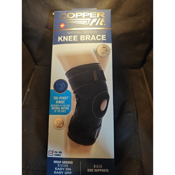 Copper Fit Knee Brace Natural Motion Tri-Pivot Hinge Adjustable Support Sleeve N - Picture 1 of 2